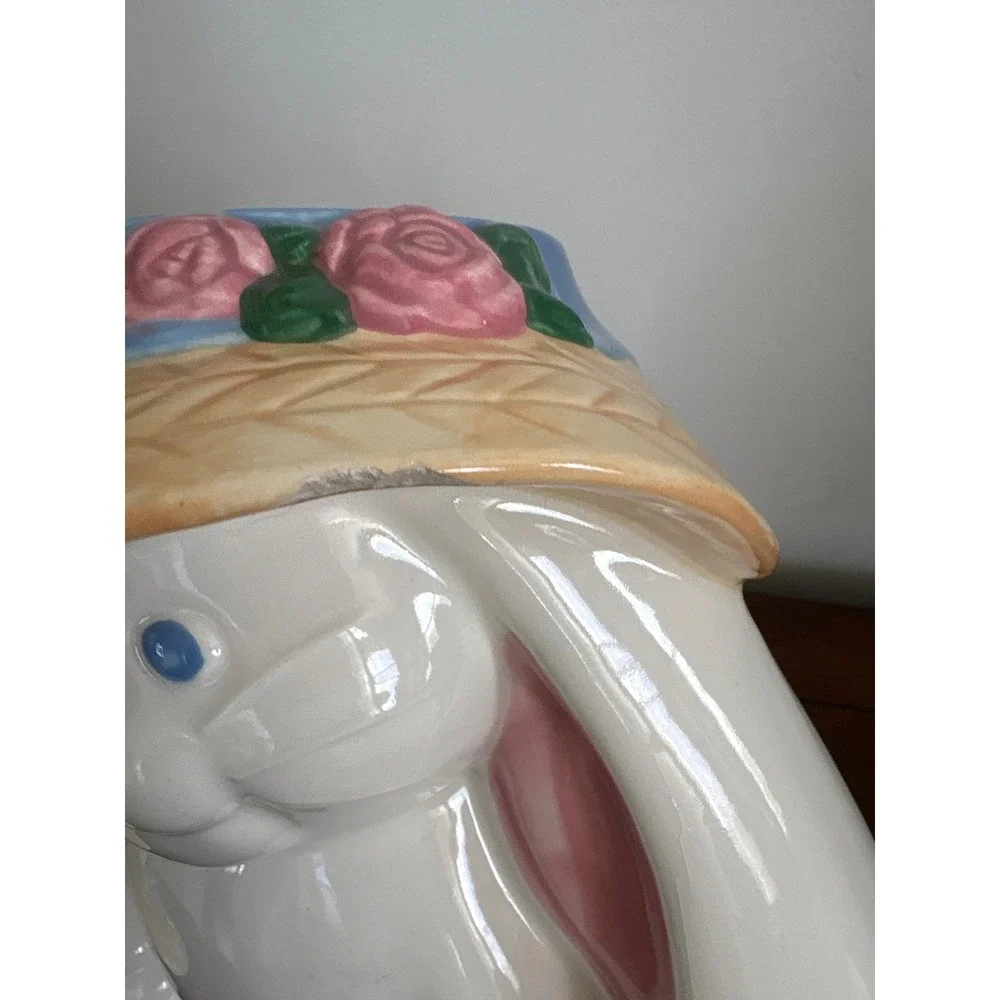 Vintage Treasure Craft 90s  Bunny Rabbit Easter Cookie Jar Pfaltzgraff Large 12